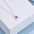 wholesale 925 Sterling Silver Green CZ Round Pendant Chain Necklace for Women Girls-0-7