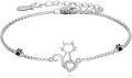 wholesale 925 Sterling Silver Cat Paw Print Charm Bracelet Gift for Women-0-0