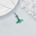 wholesale 925 Sterling Silver Malachite Tree of Life Thor's Hammer Necklace Norse Viking Jewelry-0-3
