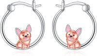 wholesale 925 Sterling Silver Corgi Dog Huggie Hoop Earrings for Women Girls-Dog
