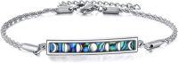 wholesale 925 Sterling Silver Abalone Shell Moon Phase Bar Charm Bracelet for Women-Moon Phase