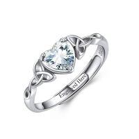 TOUPOP Sterling Silver Moissanite Celtic Knot Heart Personalized Ring-undefined