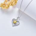 wholesale 925 Sterling Silver Heart Pendant with Sunflower and Cubic Zirconia - You Are My Sunshine Necklace Gift for Her-0-5