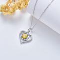 wholesale 925 Sterling Silver Heart Pendant with Sunflower and Cubic Zirconia - You Are My Sunshine Necklace Gift for Her-0-5