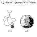 wholesale 925 Sterling Silver Heart Pendant Necklace With Engraved Moonstone Charm-0-5