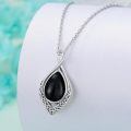wholesale 925 Sterling Silver Pendant with Black Onyx and Celtic Knot Design - 48cm Chain Length-0-1