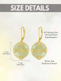 wholesale 14K Gold Plated Sterling Silver Round Natural Jade Earrings for Women-0-17