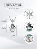 wholesale 925 Sterling Silver Snowman & Snowflake Charm Necklace - Winter Holiday s for Her-0-3