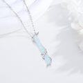 wholesale Sterling Silver Opal Leaf Bar Necklace White Blue Green Gift for Women Teens-0-1