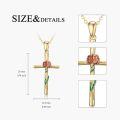 wholesale 14K Yellow Gold Carnation Flower Cross Pendant Necklace 12.5x20mm 16 Chain-0-3