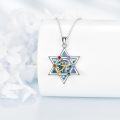 wholesale 925 Sterling Silver Blue Abalone Star of David Pendant Necklace with Multi-Color Stones and Eye Design-0-1