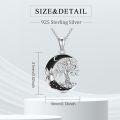 wholesale 925 Sterling Silver Tree of Life Moon Crescent Black Crystal Pendant Necklace-0-1
