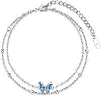 wholesale 925 Sterling Silver Nature Style Butterfly Charm Link Bracelet Adjustable Anklet for Women Anniversary Jewelry Birthday Gifts-Butterfly-1