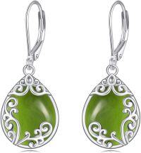wholesale Sterling Silver Moonstone Moss Agate Lapis Larimar Emerald Peridot Opal Dangle Earrings-Peridot