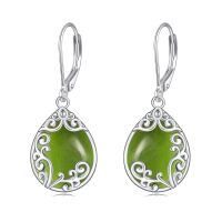 wholesale 925 Sterling Silver Green Drop Earrings Wholesale With Braided Details And Floral Accents-Peridot