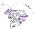 wholesale Sterling Silver Leaf Ring with Birthstone Adjustable Wrap Promise Engagement Wedding Rings for Women-0-30