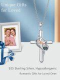wholesale 925 Sterling Silver Mom Cross Necklace I Love You Always Forever Projection Stone Pendant-0-1