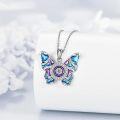 wholesale 925 Sterling Silver Blue & Purple Enamel Butterfly Pendant Necklace for Women-0-3