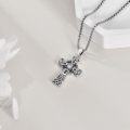 wholesale 925 Sterling Silver Celtic Knotwork Cross Pendant with Cubic Zirconia Stone Chain Necklace  for Women and Men-0-2