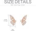 wholesale Gold 925 Sterling Silver CZ Butterfly Stud Earrings with Half Wing Design-0-9