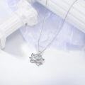 wholesale 925 Sterling Silver White Fire Opal Lotus Flower Pendant Necklace 24 Chain-0-2