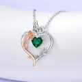 wholesale TOUPOP May Birthstone Necklace 925 Sterling Silver Rose Heart Emerald Necklace Heart Butterfly Pendant Necklace Jewelry Anniversary Birthday Christmas Gifts For Women Her Wife Girlfriend Mom -0-3