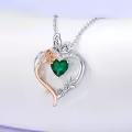 TOUPOP Sterling Silver Emerald Heart Butterfly Pendant Necklace-0-3
