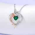 TOUPOP Sterling Silver Emerald Heart Butterfly Pendant Necklace-0-3