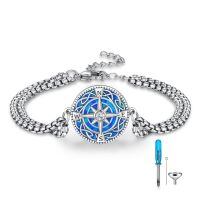 wholesale 925 Sterling Silver Compass Bracelet Wholesale With Blue Inlay And Charm Tools-02-Blue opal