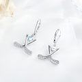 wholesale 925 Sterling Silver Crossed Hockey Sticks with Moonstones Leverback Drop Earrings for Women's  Ideas-0-4