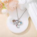 wholesale 925 Sterling Silver Floral Elephant Pendant Necklace with Multi-Color Stones for Women-0-1