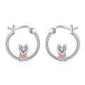 wholesale 925 Sterling Silver Yorkshire Terrier Hoop Earrings With Pink Bow Detail-0-0