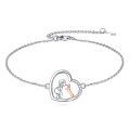 wholesale 925 Sterling Silver Heart Pendant With Girl Dog Enamel Charm Bracelet-0-0