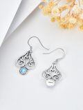 wholesale 925 Sterling Silver Blue Moonstone Filigree Teardrop Leverback Dangle Earrings for Women-0-2