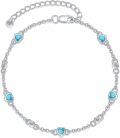 wholesale 925 Sterling Silver Turquoise Heart Beaded Ankle Bracelet for Women-0-0