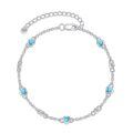 wholesale 925 Sterling Silver Blue Heart Link Bracelet With Cz-0-0