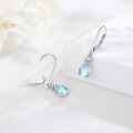 wholesale 925 Sterling Silver Teardrop Moonstone & Turquoise CZ Leverback Drop Earrings-0-1