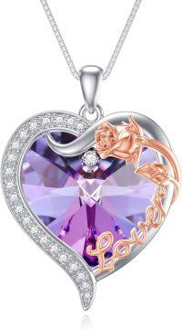 wholesale TOUPOP Gift For Wife Gift For Lover I Love You Necklace For Her Rose Heart Necklace For Girlfriend Wife Her Rose Gifts Jewelry Gifts For Women Wife Girlfriend Her Birthday Gifts Valentine's Day Gifts -undefined