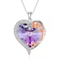 TOUPOP 18K Gold Plated Zircon Necklace I Love You Rose Heart Jewelry Gifts For Women-0-0