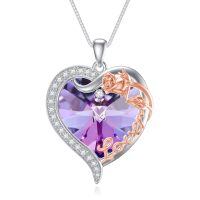 TOUPOP 18K Gold Plated Zircon Necklace I Love You Rose Heart Jewelry Gifts For Women-undefined