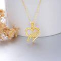 wholesale 14K Gold Mom Heart Pendant Necklace with Cubic Zirconia - Mother's Day Gift for Mom/Wife/Friend/Her-0-3