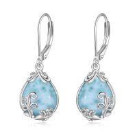 wholesale 925 Sterling Silver Teardrop Earrings Wholesale With Blue Stone-A-Larimar Filigree