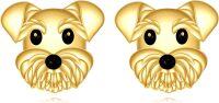 wholesale 14K Gold  Dog Face Stud Earrings - Cute Pet Lover Gift for Her-Schnauzer