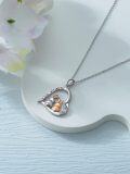 wholesale 925 Sterling Silver Bunny Love Forever Heart Pendant Necklace-0-2