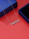 wholesale 925 Sterling Silver & Enamel 3D Freedom Text Chain Necklace with Stars & Stripes Flag Design - 30mm Pendant, 18 Chain, Gift for Women-0-1