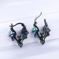 wholesale 925 Sterling Silver Bat Hoop Earrings With Iridescent Wings-0-4