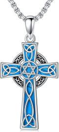 wholesale 925 Sterling Silver Blue Enamel Star of David Celtic Knot Cross Pendant Necklace-0-0