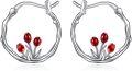 wholesale 925 Sterling Silver Red Tulip Flower Hypoallergenic Small Hoop Earrings for Women Girls-0-0