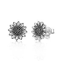 wholesale 925 Sterling Silver Sunflower Stud Earrings For Women Girls Floral Jewelry Gift-Antiqued Sunflower Earrings