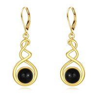 wholesale 925 Sterling Silver Green Stone Drop Earrings-Onyx Leverback Earrings
